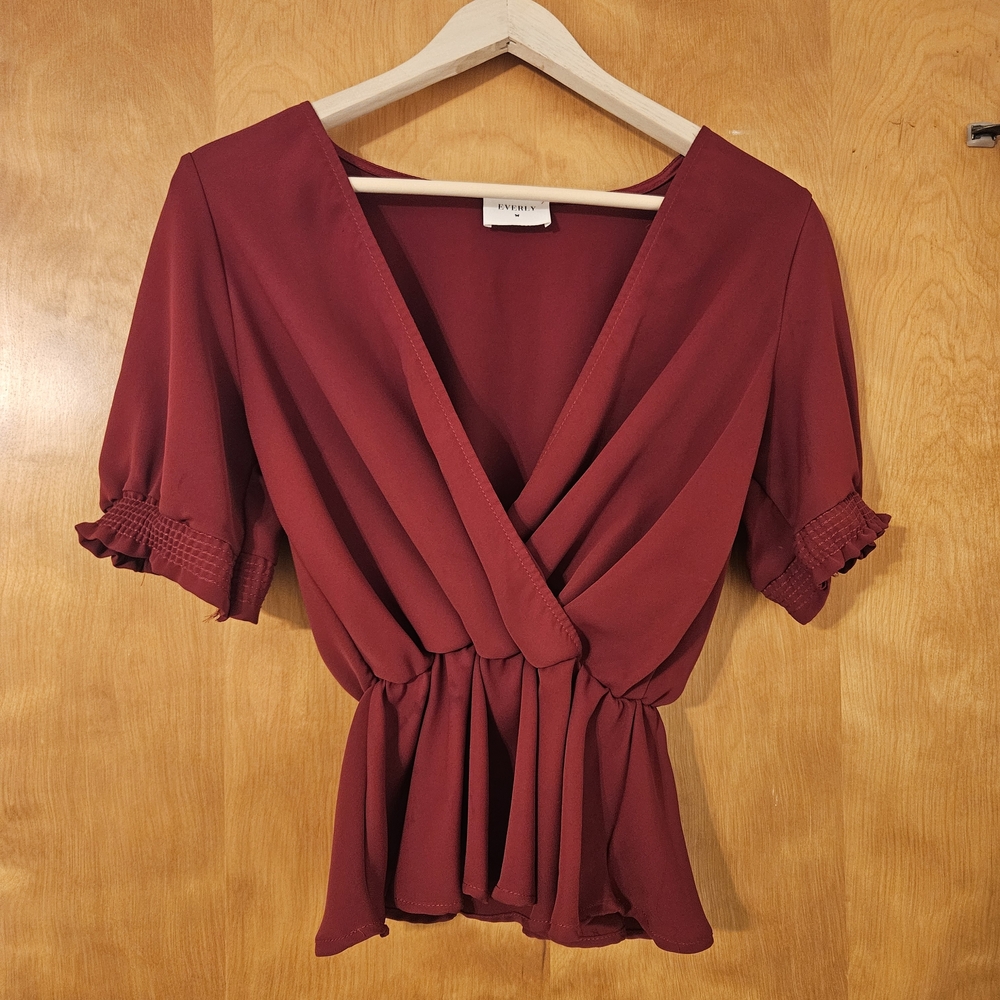 Forever 21 Deep Red Wrap Blouse